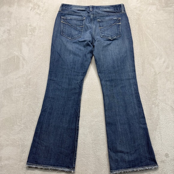 Vintage GAP Jeans Women's 10 Ankle Curvy Low Rise Flared Med Wash Distressed Hem - Picture 7 of 13
